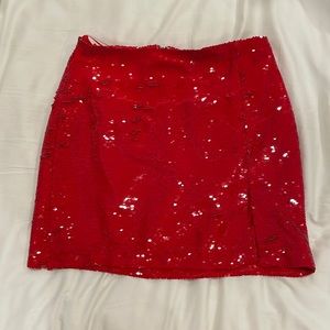 Amanda Uprichard Dale red sequin skirt